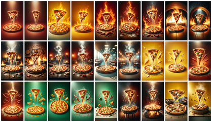 Mega collection of 27 social media story background pizza. used for fast food restaurant advertising