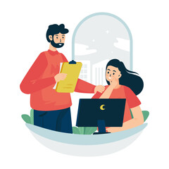 Internship office teamwork collaboration illustration