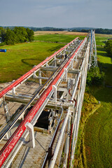 Rustic Roller Coaster Structure Amidst Greenery, High-Angle View