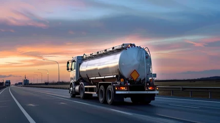 Foto op Canvas tank cars transport fuel on the highway © saka