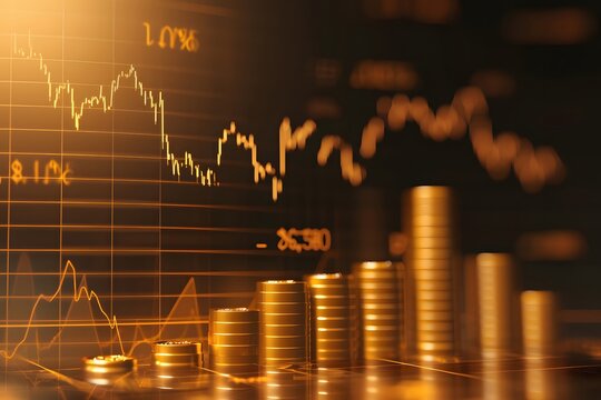 gold bullion and financial charts
