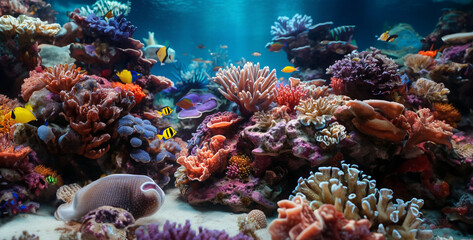 coral reef in the sea, fish in aquarium, coral fish tank High resolution high