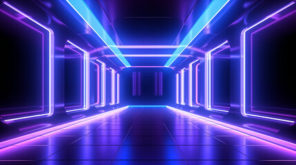 3d render, blue neon abstract background, ultraviolet light, nig