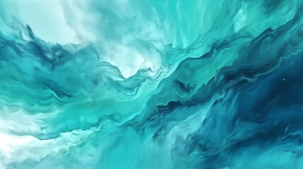 Fototapeta na wymiar Abstract art teal blue green gradient paint background with liqu