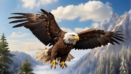 Eagle flying in the air bald eagle in flight eagle on the hill
