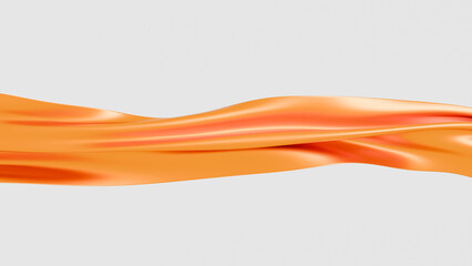 3d orange ribbon, abstract element, folded textile, fashion swirl. Design background, wallpaper ribbon. 
