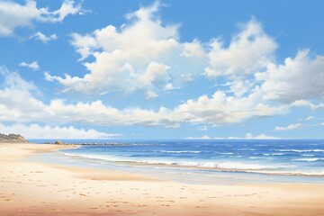 Fototapeta na wymiar Beautiful beach and tropical sea under blue sky with white clouds