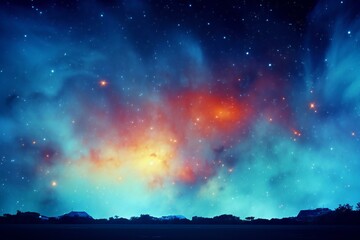 Night sky with stars and nebula - obrazy, fototapety, plakaty