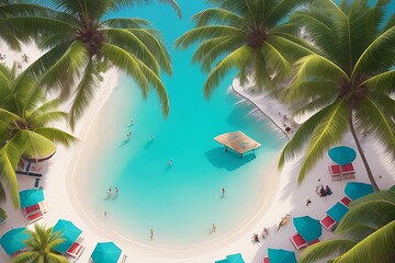 Fototapeta na wymiar A Paradise Found: Dive into the Tranquility of a Vector Beach Illustration