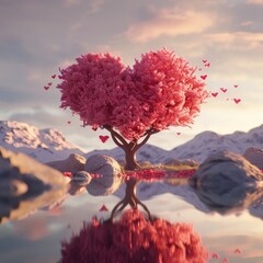 Valentine day love of heart trees