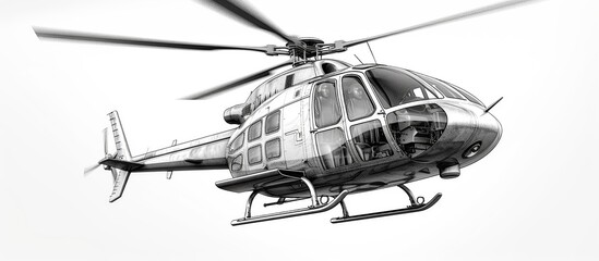 Black helicopter isolated on the white background