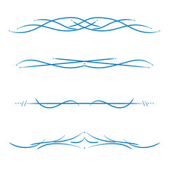 set of blue borders line decoration element png file transparent background, wedding Invitation element lines set design template decoration aesthetic blue