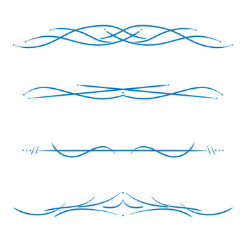 set of blue borders line decoration element png file transparent background, wedding Invitation element lines set design template decoration aesthetic blue