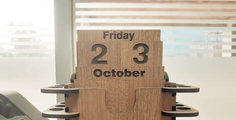 Wooden board date in office room