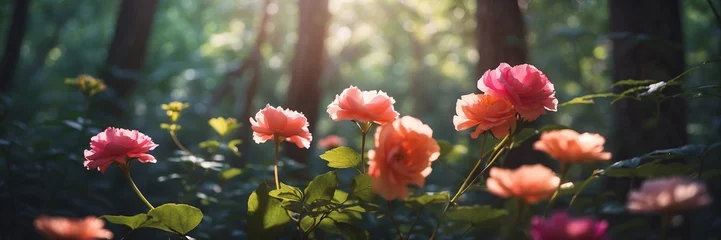 Zelfklevend Fotobehang Tulips in forest © Unique ART