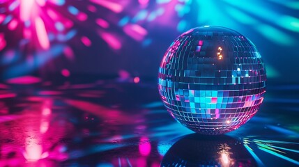 A closeup of a soundactivated mirror ball reflecting and tering colorful lights around the room...