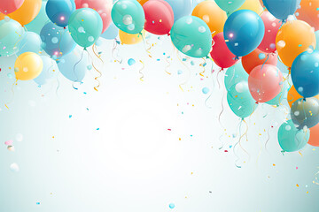 Colorful balloons on bokeh background. Happy birthday and anniversary concept
