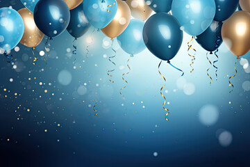 Colorful balloons on bokeh background. Happy birthday and anniversary concept