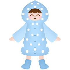 hand drawn rainy character clipart. watercolor style. isolated on transparent background