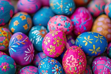 Fototapeta na wymiar Background of Easter colored eggs.