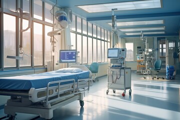 Modern hospital, equipment, tools, hospital beds 