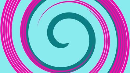 abstract background with circles. green and magenta spiral shapes on turquoise green background