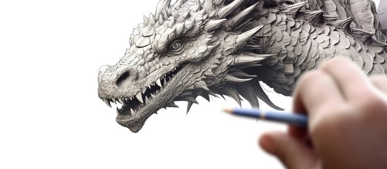Sketch of a dragon. Hand drawn illustration converted