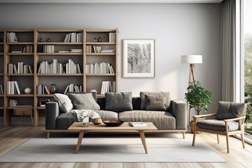 Modern interior design of apartment. Cozy living room