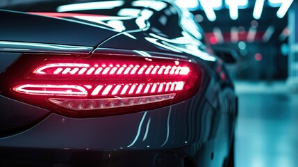 Close-up of luxury car taillights