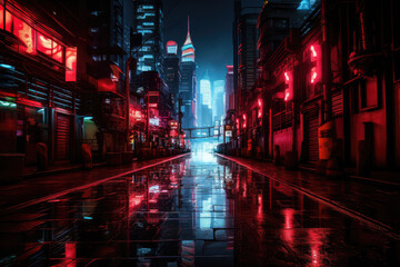 night scene of the street in shanghai,china