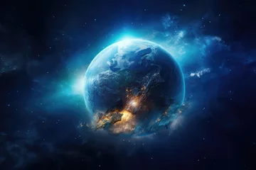 Photo sur Plexiglas Pleine Lune arbre Earth planet in outer space