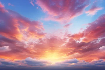 Fotobehang Beautiful sunset sky background with clouds,  Sky with clouds and sun © Neon