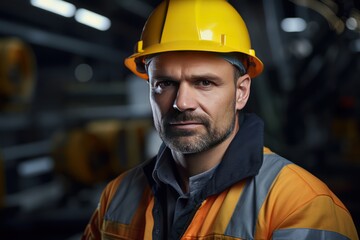 Portrait of Industry maintenance engineer  wearing uniform and safety hard hat 