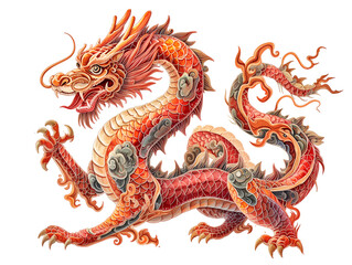 chinese dragon statue on white 