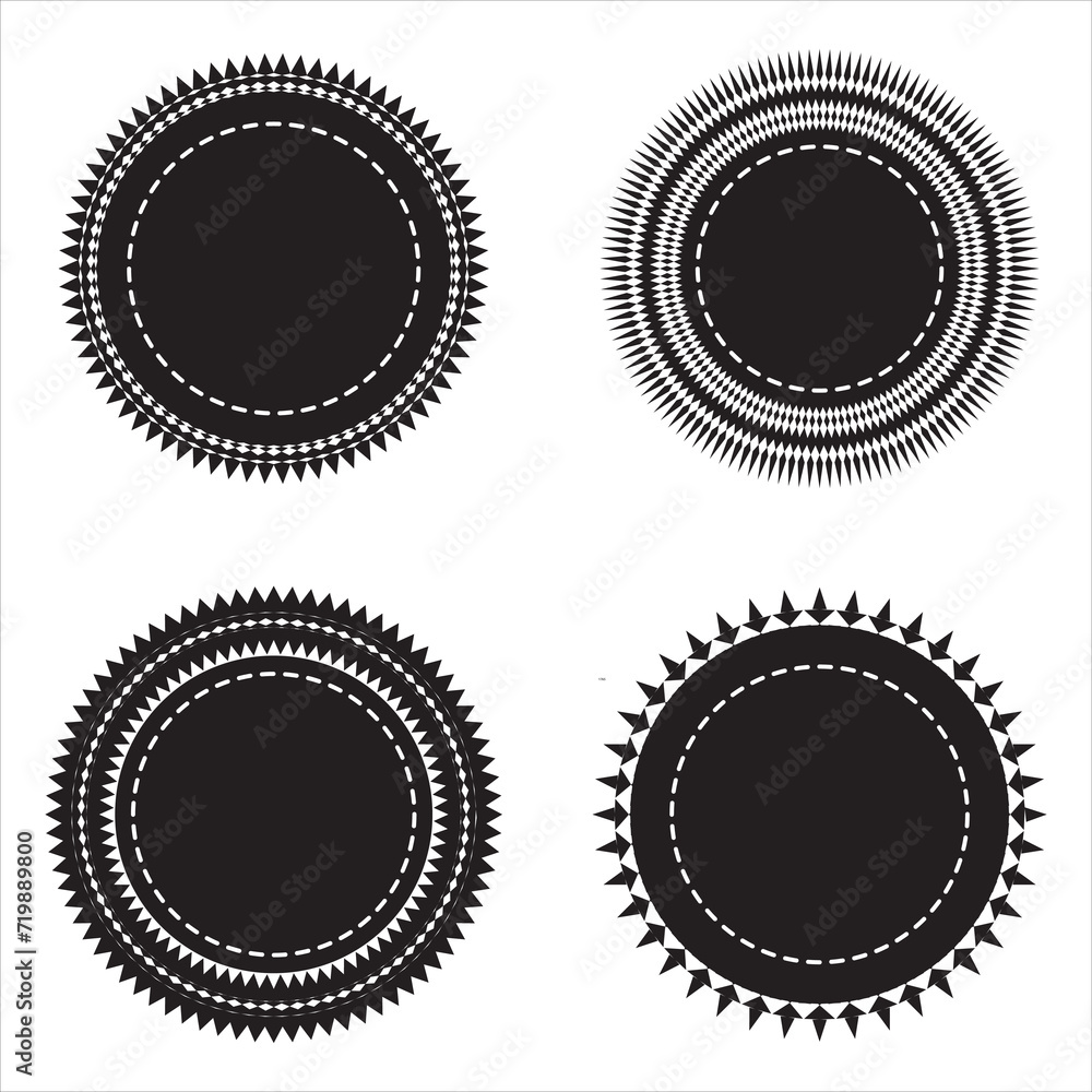 Wall mural Set of vector starburst, sunburst badges. Simple flat style vintage labels, stickers, Sunburst price tags Black icons on white background.  12354