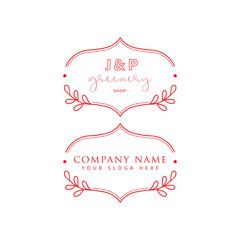 JP Initial handwriting square minimalist logo vector