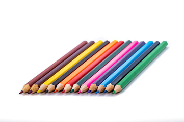 Color pencils on white background.