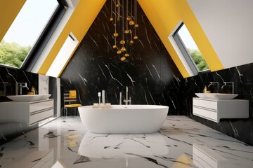 Interior of a modern bathroom. Created with Ai
