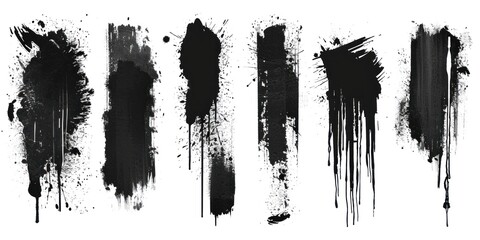 Collection of black paint. Spray Paint Elements, Vector brush stroke, Black splashes set, Black grunge with frame, Dirty artistic design elements, ink brush strokes, boxes, lines, frames for text. - obrazy, fototapety, plakaty