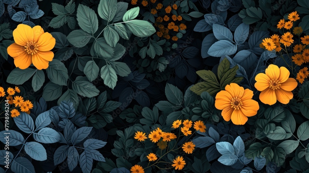 Poster vector pattern from stylized plants, herbs and flowers. a set of two patterns matching the color