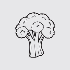 Cartoon Broccoli Black Line White Background Stock Vector kids Coloring Page Hand Drawing broccoli