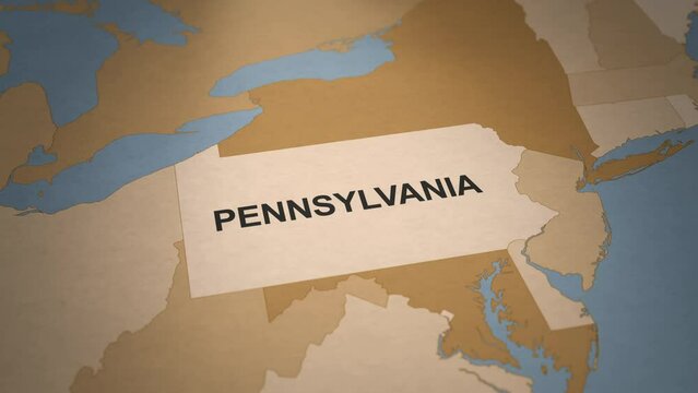 Old Paper Map of Pennsylvania