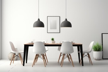 Basic Scandinavian Dining Room, Displayed on an Isolated White Setting, Generative AI