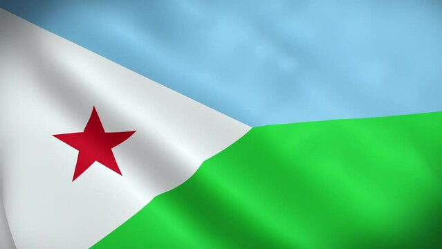 Djibouti Flag. National 3d Djibouti flag waving. Flag of Djibouti footage video waving in wind. Flag of Djibouti 4K Animation
