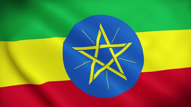 Flag of Ethopia, Waving flag of Ethopia, 4k render seamless animation.
