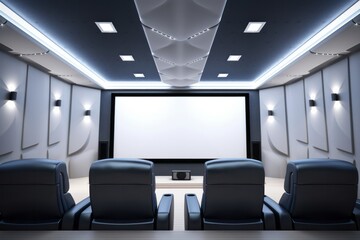 Plain and Practical Home Theater, Highlighted on a White Background, Generative AI