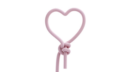 heart of rope string and two half hitch knot pink color 3D rendering