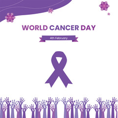 Obraz premium world cancer day 4th february, cancer awareness vector background, social media post