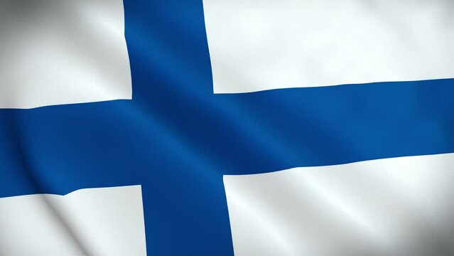 Animation of the Finnish flag. 4K. Republic of Finland flag flying, Finland flag render animation