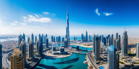 Skyline Elegance: Dubai's Architectural Marvels by Ai generate. - obrazy, fototapety, plakaty
